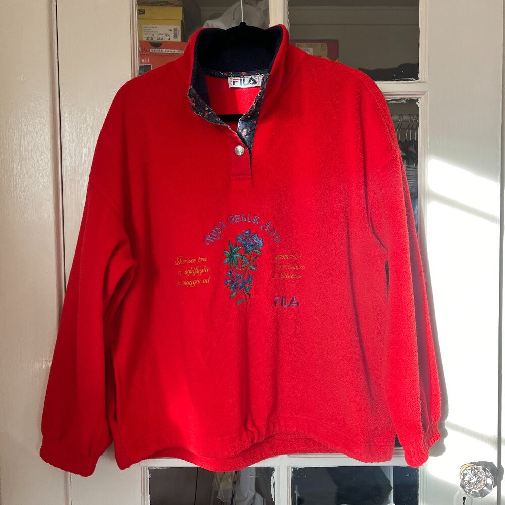 VINTAGE FILA RED FLEECE | XL